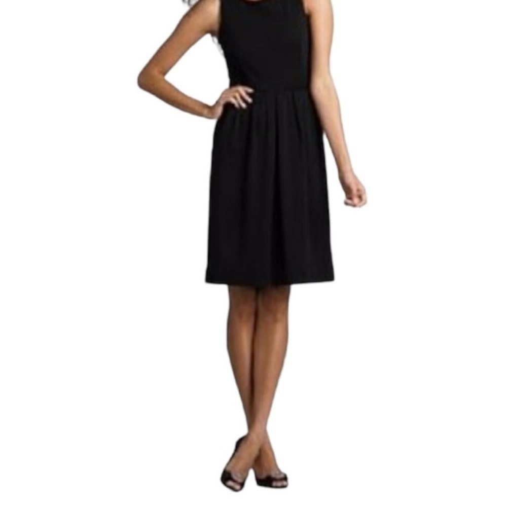 J. Crew Black Pleated Empire Waist WoolShift Dress
